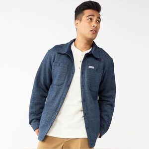 Columbia men’s blue fleece lined cotton knit long sleeve button down size small